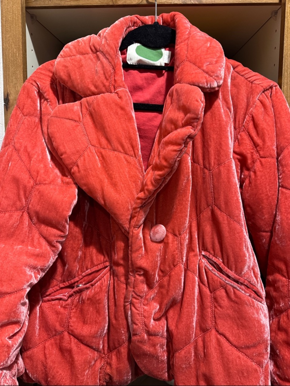 Anthropology NWOT pinkish, coral velvet, puffer jacket, Velvet Jacket cropped